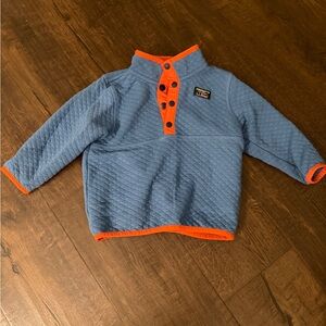 L.L. Bean Blue Quilted Hoodie with Bright Orange Trim